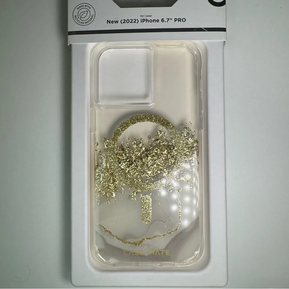New Mag Safe Case-Mate Gold Glitter iPhone Pro Case 6.7” IPhone 15plus, 14 Plus